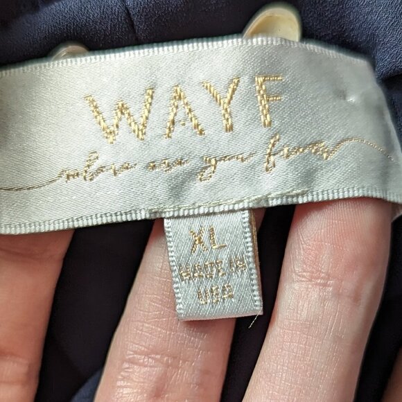 WAYF Navy Floral Wrap Maxi Dress with Crossed Back Straps and Flutter Neckline - Picture 3 of 7